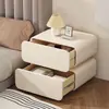 Mesa Lateral Color Crema, Mesita de Noche, Armario de Almacenamiento para Dormitorio de Lujo Ligero Estilo Italiano de Gama Alta, Mesita de Noche Minimalista, Mesita de Noche Pequeña