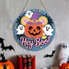 Amazon Mais Vendido Halloween Caveira Fantasma Teia de Aranha Placa de Porta de Madeira Pingente de Decoração de Casa de Madeira Impressão