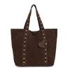 Bolsa Transfronteiriça Feminina Nova Nicho Retrô Rebite Hottie Bolsa Tote de Ombro para o Dia a Dia Grande Capacidade Bolsa de Braço Suede