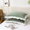Fundas de almohada de algodón lavado clase a, algodón puro, un par de fundas de almohada grandes individuales para adultos, fundas de almohada con borde de algodón puro 48X74