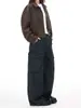Ropa de Mujer de Seda Naranja # Pantalones Cargo Deconstruidos de Bolsillos Múltiples Estilo Retro Americano para Hombres y Mujeres, Pantalones Anchos Casuales Unisex Sueltos de Invierno