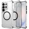 Funda magnética con patrón de ondas transparente adecuada para Samsung S26 Ultra, S25 con airbag anticaída, S24 funda protectora, transfronterizo