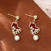 Novos Brincos Festivos de Cabacinha Fu Lu Estilo Chinês com um Toque de Moda de Alto Padrão, Nova Tendência Nacional Joias Elegantes de Agulha de Prata Estilo Chinês