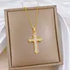 [Acero de Titanio] Cruz Zirconia Estilo Lujo Ligero Hermoso Collar Totalmente de Diamantes para Mujer Cadena de Clavícula Más Fácil de Combinar Acero de Titanio