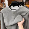 Sudadera de Lana Estilo Old Money para Hombre, Moda Casual Otoño 2026 Color Sólido Pullover Cuello Redondo Capa Base Sudadera para Hombre