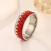 Anillo de Acero Inoxidable con Diamantes de Gradiente Multicolor de 5 Filas, Joyería de Mano de Moda Elegante, Venta al por Mayor