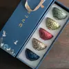 Taza de Té Cerámica Taza de Té Horneada en Horno Taza de Té de los Cinco Elementos con Caja de Regalo Juego de Tazas de Té Souvenir Regalo Pequeño para Clientes