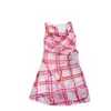 Em Estoque Zeli Roupas do Dia a Dia Elegante Vestido Sem Mangas Xadrez Vermelho com Cintura Marcada e Babados, Nova Moda Primavera