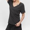 Camiseta de Manga Curta de Verão para Mulheres 2026 Nova Casual Camiseta de Ombro Direito Emagrecedora Solta Estilo Preguiçoso Gola V Top de Alta Qualidade