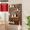 Estante de Pared de Tablero Perforado de Madera Maciza, Tablero para Colgar en la Puerta, Estante Decorativo de Almacenamiento, Estantería de Madera para Pared, Estante de Exhibición