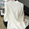 Camiseta de tricô branca com gola alta e manga curta feminina de verão slim fit modeladora de alta qualidade versátil manga curta top interno