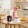 Taza térmica infantil de acero inoxidable 304 con cuchara, gran capacidad, asa portátil, adecuada para uso en exteriores, ideal para el desayuno de avena de las niñas