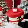 Cesta de Almacenamiento Festiva para el Hogar con Tapa, Caja de Almacenamiento de Escritorio para Papelería, Cesta de Almacenamiento Tejida con Cuerda de Algodón, Cesta para Control Remoto de Dormitorio
