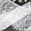 Renda para Acabamento Tang Long Base Branca de Nylon Vazada com Padrão Floral Não Elástica para Cílios 26cm Roupas Móveis para Casa Acessórios para Cortinas