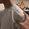 Sudadera Gris Claro con Bordado de Etiqueta Roja Panal para Hombre, Camiseta de Manga Larga con Textura Waffle Resistente para Otoño e Invierno, Hombro Normal, Prenda Base para Capa Interior