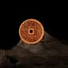 Madera de Durazno Golpeada por el RayoDoble Cara Finamente Tallada en Madera de Durazno Moneda de Dinero Espiritual de la Montaña del Durazno del Rayo Colgante de Collar Llavero Adorno del Año del Zodiaco