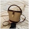 Bolsa Balde de Palha Popular de Verão Bolsa Pequena Portátil Moda 2024 Novo Estilo Coreano Estilo Ocidental Bolsa Transversal Bolsa de Palha