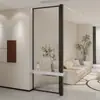 Pantalla de entrada moderna minimalista frente a la puerta recibidor uso doméstico bloqueando patrón de ondas de agua vidrio aleación de aluminio mampara no