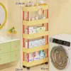 Prateleira de armazenamento para banheiro, de piso, extremamente estreita, para uso em espaços apertados, armazenamento em várias camadas para artigos de higiene pessoal, colocada ao lado da máquina de lavar