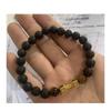 DF Nueva Pulsera de Cuentas Piedra Volcánica Mancuerna Joyería Europea y Americana Piedra Natural Turquesa Transfronteriza Accesorios Calientes para Hombre y Mujer