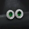 Elegantes Pendientes Clásicos de Huevo de Paloma Completamente Incrustados con Circonita AAA Zafiro Hermosos Pendientes de Alta Gama para Mujer