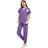 Uniformes de enfermería personalizados hechos de tela de poliéster impresa digitalmente con escote en V, ropa para dentistas, OEM de comercio exterior en lotes pequeños y dropshipping