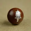 Madera de azufaifo incrustada con plata, Cuentas sueltas de la Fortuna de los Cinco Truenos de Tianshi, Joyería popular taoísta incrustada de sándalo púrpura, Accesorios de joyería de estilo nacional con cuentas