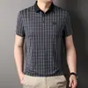 Camisa Polo para Hombre Verano Nuevo Cuello Solapa Rayas Coreana Ajustada Casual Versátil Delgada Transpirable Manga Corta Hombre En Stock