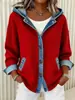 Cárdigan Sudadera con Capucha y Botones Estampado Floral Retro Transfronterizo Europeo y Americano para Mujer, Holgado, Casual, Manga Larga, Prenda Exterior