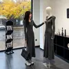 Vestido de punto largo con capucha estilo francés para mujer, elegante vestido suéter ajustado para otoño e invierno