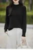 Nueva camisa básica de algodón puro de cuello medio para otoño e invierno para mujer, corte holgado, estilo coreano, elegante, suéter de punto liso