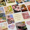 Postal de Paisaje de Primavera de Nicho Atmósfera Postal Literaria de Gama Alta Decoración de Pared de Fondo para Dormitorio/Dormitorio Pegatina de Pared Decorativa para Mujeres
