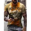 Verano Exportación Transfronterizo Nueva Serie de Motocicletas Impresión Digital 3D Estilo Hip-hop Urbano Suéter Ajustado Camiseta para Hombre