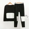Traje de Ropa Interior Térmica de Terciopelo con Parches y Forro de Felpa Grueso para Otoño e Invierno Pantalones Cálidos para Hombre
