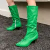 Bota de Montaria 202440 Botas de Cavaleiro 48 Tamanho Grande Europeu e Americano Botas de Salto Alto Bico Fino Comércio Exterior Cano Alto Novo Preto Feminino