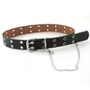 Cinturón de mujer estilo punk de doble hilera con ojales de aire, estilo coreano, cadena decorativa con ojales, moderno