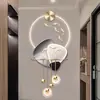 Grelha de Parede de Fundo para Sala de Estar Esculpida em Acrílico Pintura Suspensa Luminária de Parede LED de Alto Padrão Pintura Decorativa para Corredor de Entrada
