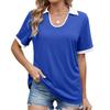 Amazon Europa y Estados Unidos comercio exterior transfronterizo primavera y verano 2025 nuevo solapa color contrastante holgada manga corta camiseta chaqueta de mujer en stock