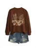 Amazon Wish sitio independiente moda casual elegante mujer estampado leopardo mariposa floral otoño e invierno sudadera comercio exterior transfronterizo
