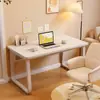 Mesa de Computador para Uso em Desktop, Adequada para Quarto, Uso Doméstico, Mesa de Estudo para Estudante, Mesa de Escritório Simples, Mesa Retangular, Design Moderno com Pés Curvos em Forma de U