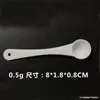 Venta al por mayor de fábrica cucharas pequeñas de plástico 1g 0.5g 0.25 gramos cuchara dosificadora de polvo mini cuchara medidora se puede imprimir LOGOTIPO