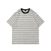 # Camiseta de Manga Curta Listrada Ovdy para Homem, Algodão Nuvem, Macia, Novo Estilo de Verão, Resistente, Color-Blocking, Caimento Solto, Manga Meia-Manga Fina