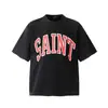 Camiseta de Manga Corta con Estampado de Personaje Travis Scott, Marca Europea y Americana de Tendencia Transfronteriza para Hombres y Mujeres, Estilo Americano High Street Saint de Manga Corta