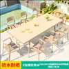 Mesa y Silla para Exteriores Mojia Combinación Tienda de Té con Leche Mesa de Comedor de Aleación de Aluminio Terraza Exterior Patio Exterior Ocio Mesa y Silla de PVC