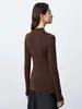 Camiseta Base de Punto de Lana Tencel de Cuello Alto Medio Personalizada Otoño/Invierno 2026 para Mujer, Tejido de Punto Ajustado, Stock de Fábrica, Soporta Etiquetado Privado
