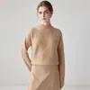 Suéter Feminino de Caxemira com Gola Meio Alta, Estilo de Luxo Leve, Manga Longa, Tricô Jacquard Pesado, Solto, Versátil, Top Base de Tricô