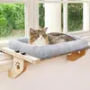 Hamaca colgante de madera para gato en balcón transfronterizo, hamaca para gato para tomar el sol junto a la ventana, cama colgante de madera ajustable junto a la cama
