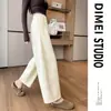 Calça Feminina Marrom 7/8 Petite, Nova Primavera/Outono 2026, Fina, Solta, Relaxada, Perna Larga, Estilo Balão