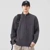 Suéter de Punto con Media Cremallera para Hombre, Nuevo Otoño/Invierno Holgado con Cuello Alto, Capa Base Casual Cálida, Ropa para Hombre al por Mayor
