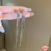 2024 Exquisitos Pendientes Largos de Borla con Cadena de Hueso de Serpiente de Lujo Ligero, Estilo Frío de Alto Sentido, Pendientes Elegantes de Instagram